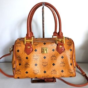 MCM Visetos Leather Two Way Boston Bag